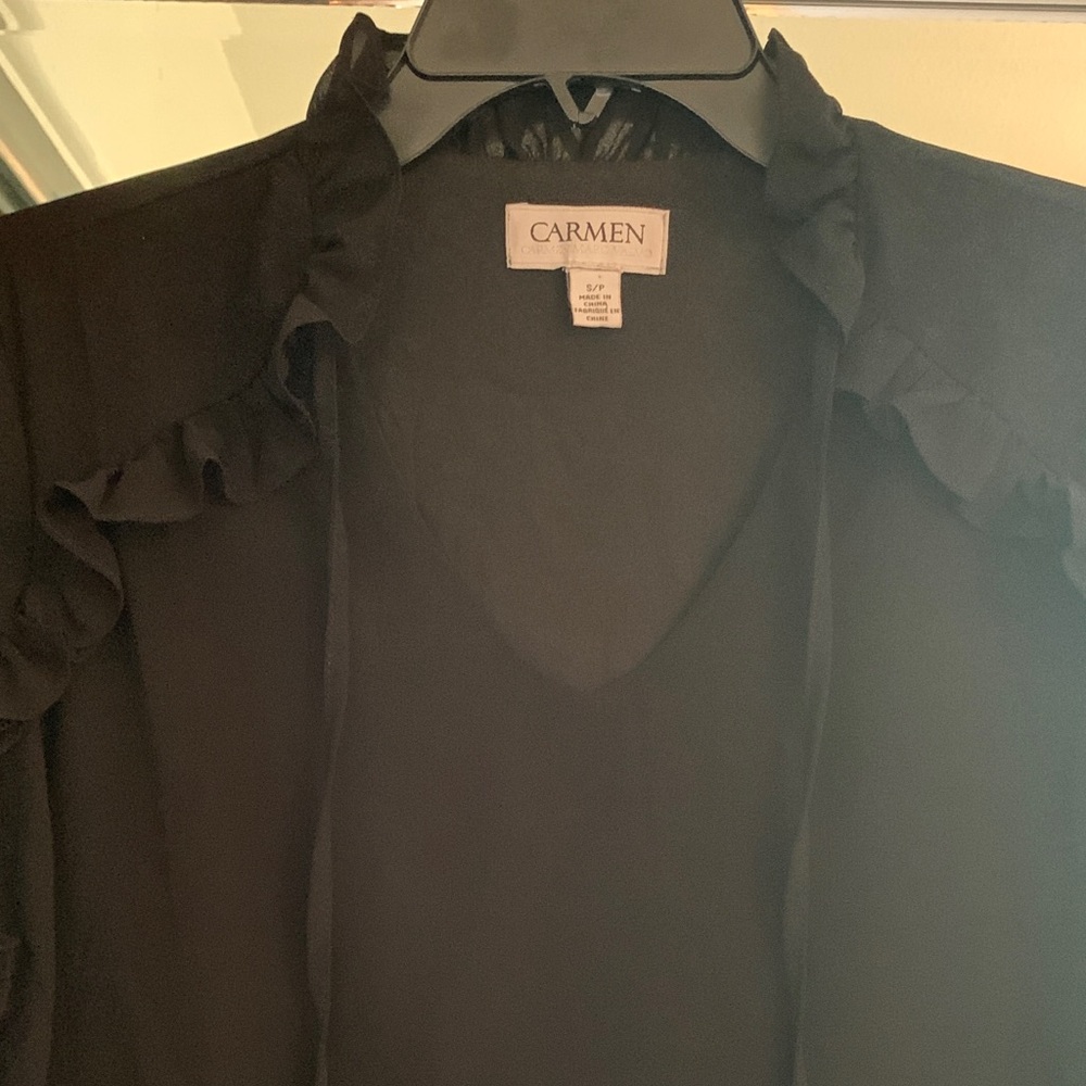 Carmen Black Ruffled Women's Blouse